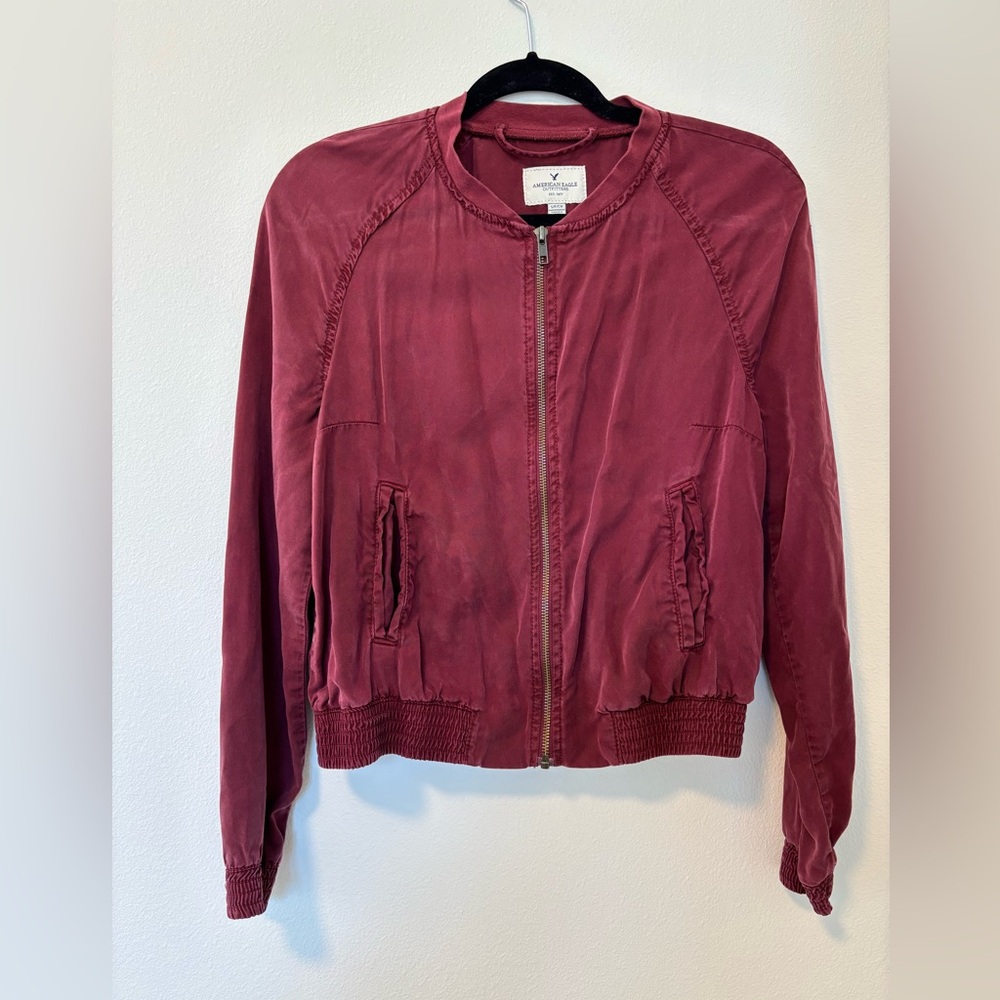 American Eagle Outfitters Maroon Bomber Jacket